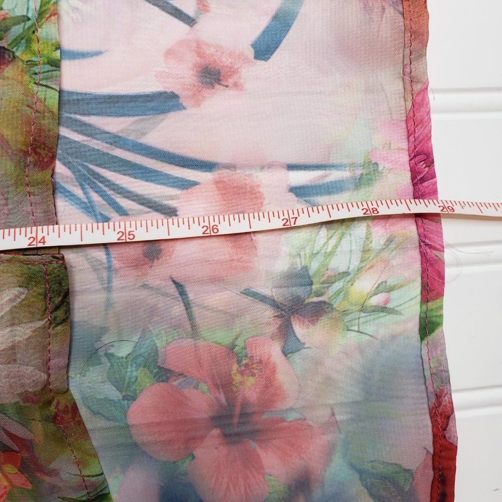 Robert Kitchen Canada Floral Sleeveless Button Up Sheer Bow Top XL MSRP $98 - Picture 9 of 9